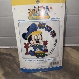 Disney Babies Counted Cross Stitch Kit Baby Mickey Choo-Choo #32004 New Vintage